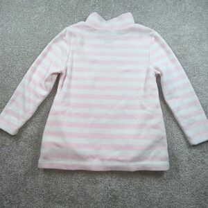 Dudley Stephens Pink White Striped Fleece Turtleneck Top Long Sleeve Womens L